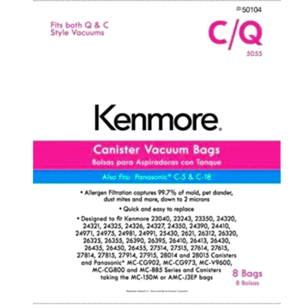 KENMORE CANISTER STYLE VACUUM Q & C  VACUUM BAGS
